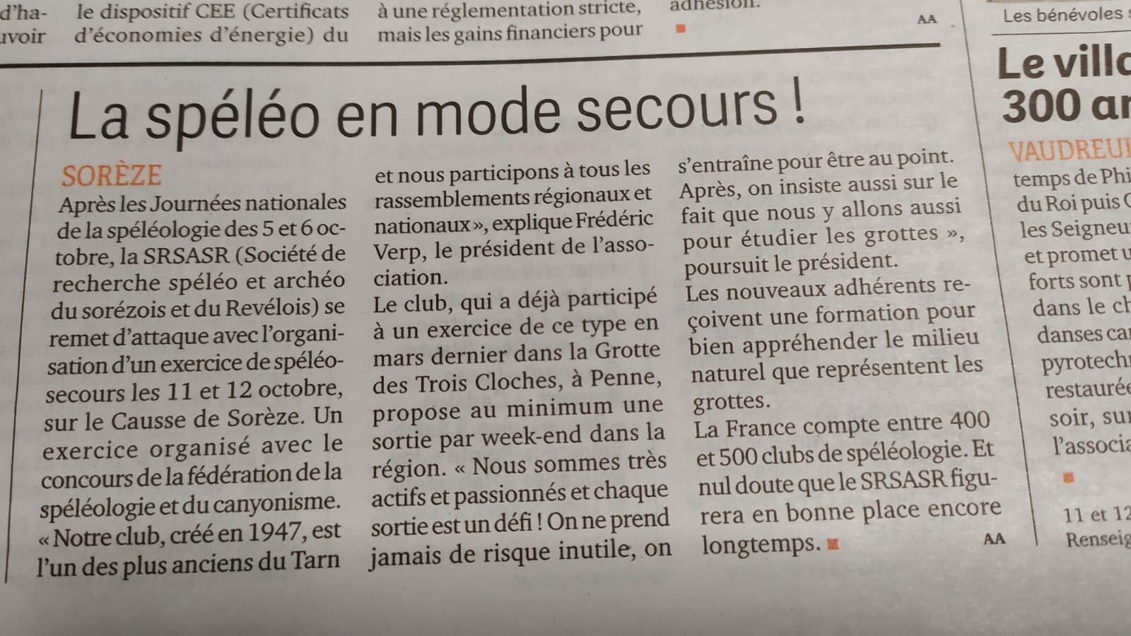 La SRSASR à l’honneur dans Le Journal d’Ici